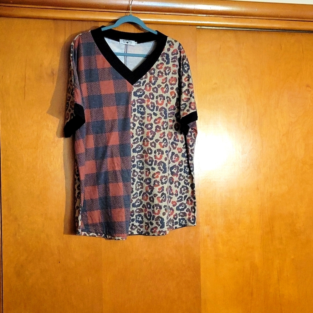 Buffalo plaid and Leopard top